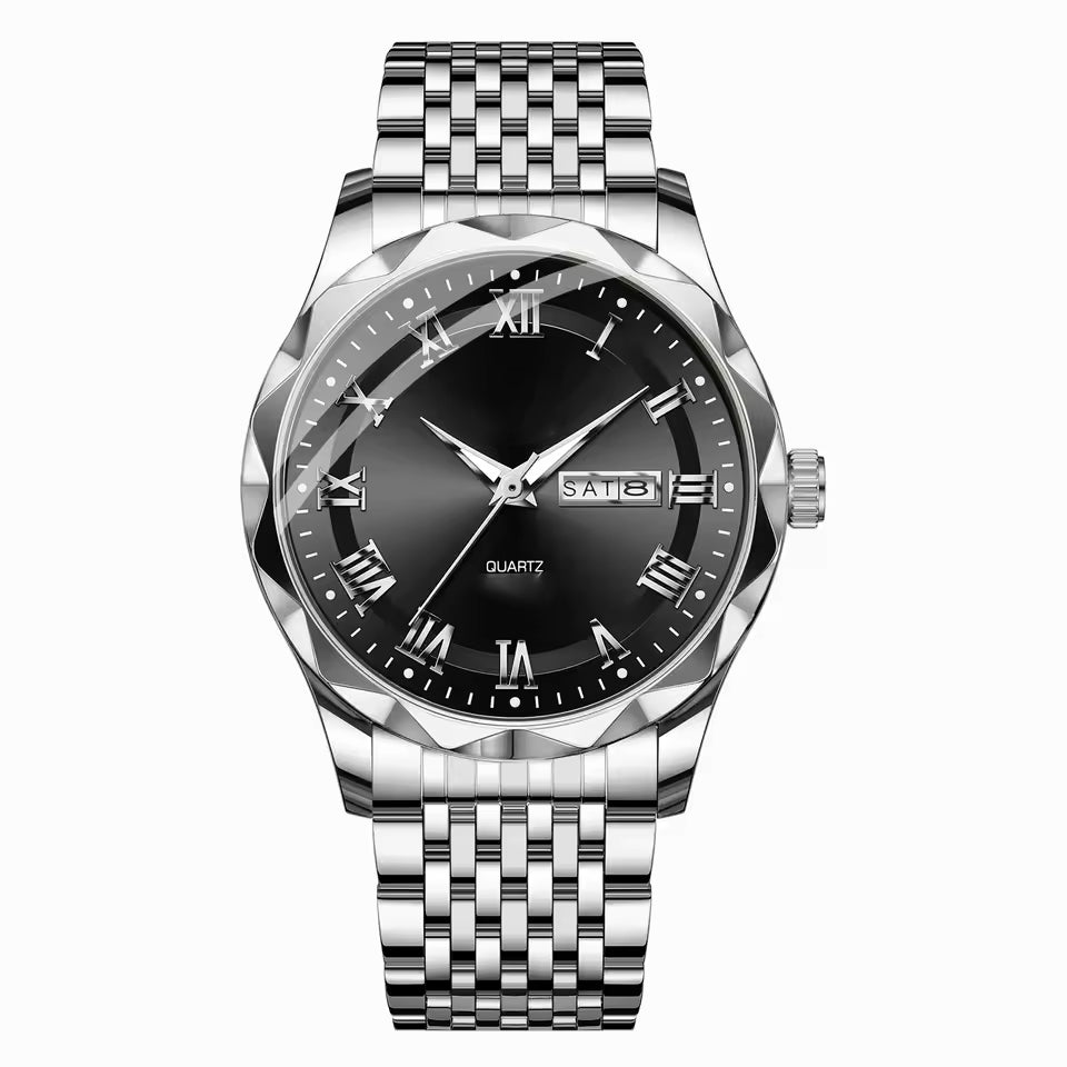 Diamond Bezel Baguette Onyx Dial