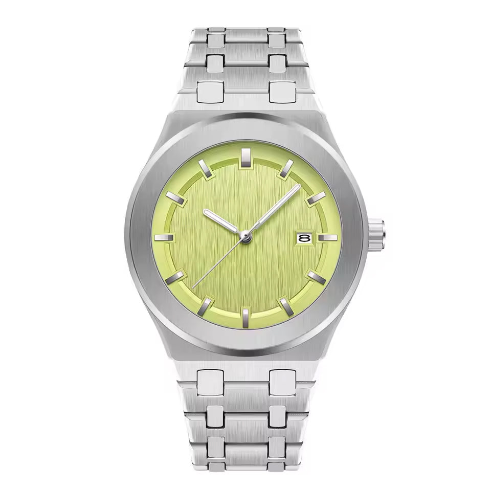 Yellow Gold Mother of Pearl Diamond Baguette Dial and Bezel