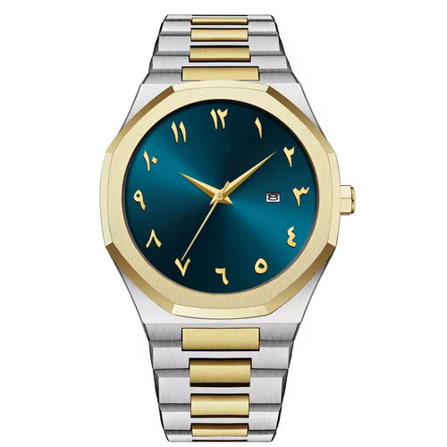 Yellow Gold Turquoise Stone Diamond Roman Numerals Dial