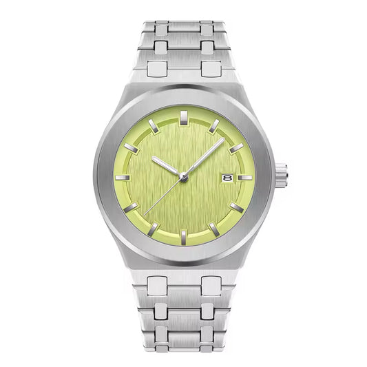 Yellow Gold Mother of Pearl Diamond Baguette Dial and Bezel