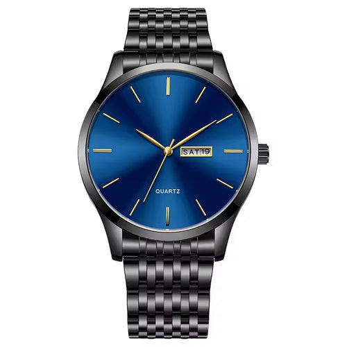Steel White Gold Blue Dial Mens Watch