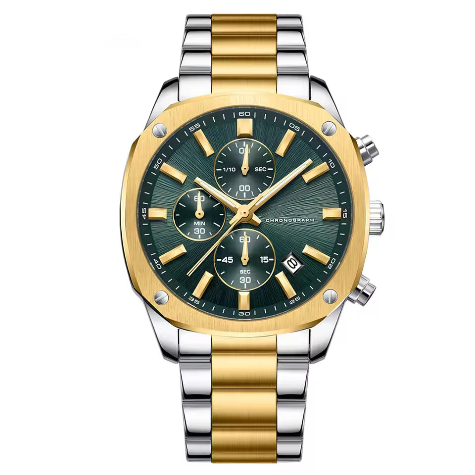 White Gold Olive Green Dial Diamond Bezel