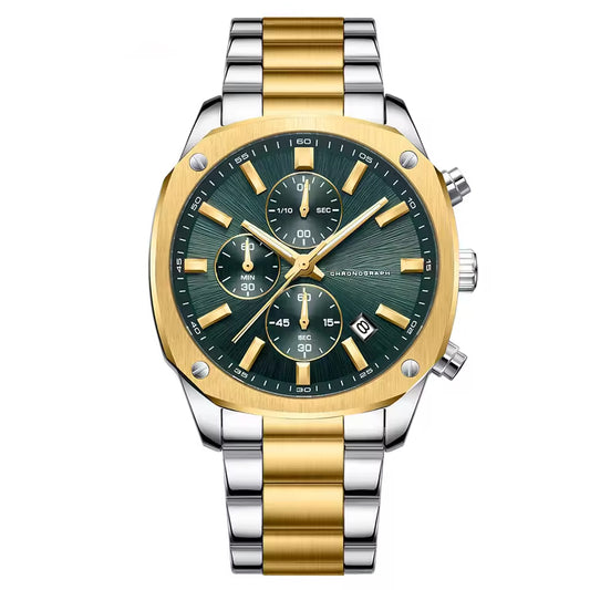 White Gold Olive Green Dial Diamond Bezel